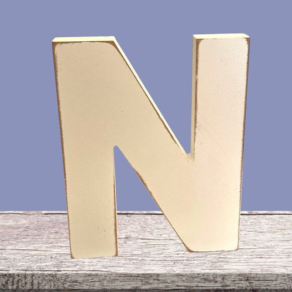 Alphabet Wall Decor, Craft, Large Wooden Letters O N E Distressed White 6" - Picture 6 of 13
